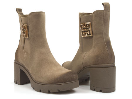 Botki welurowe Lemar 60396 beż