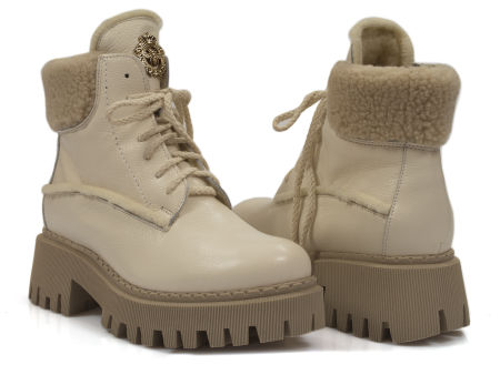 Białe trzewiki z futerkiem Lemar 60374