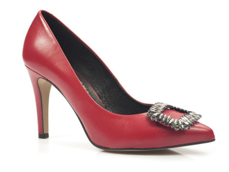 Czerwone czółenka szpilki Kotyl 7319
