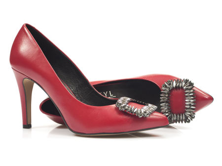 Czerwone czółenka szpilki Kotyl 7319