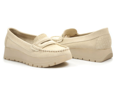 Beżowe półbuty na platformie Lemar 10140