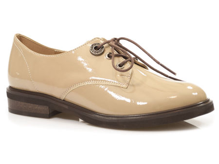 Beżowe skórzane półbuty oxfordy lakierki Gamis 7414