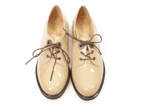 Beżowe skórzane półbuty oxfordy lakierki Gamis 7414