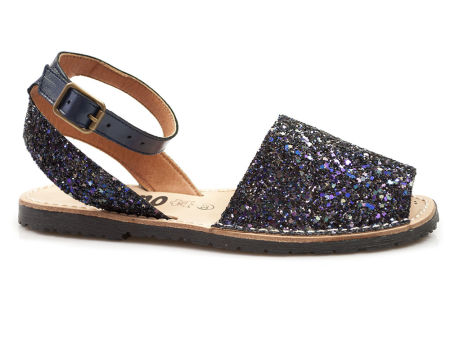 Czarne brokatowe sandały gladiatorki Verano 201-E