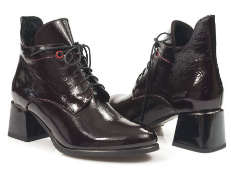 Lakierowane botki Lemar 60361 bordo