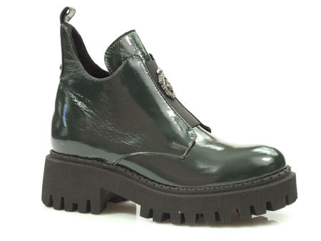 Lakierowane botki Lemar 60451 oliwka