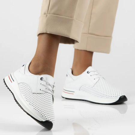 Białe ażurowe półbuty sneakersy Filippo DP6022/25