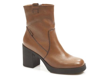 Botki na obcasie Nessi 23511 koniak