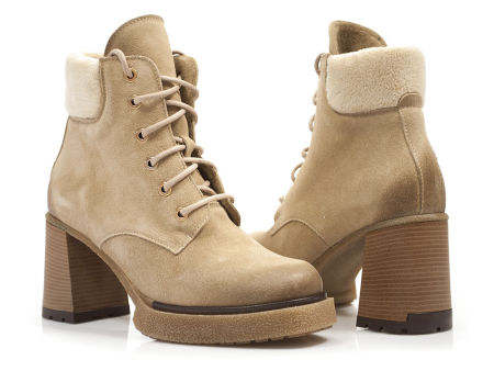 Beżowe botki damskie Lemar 60441