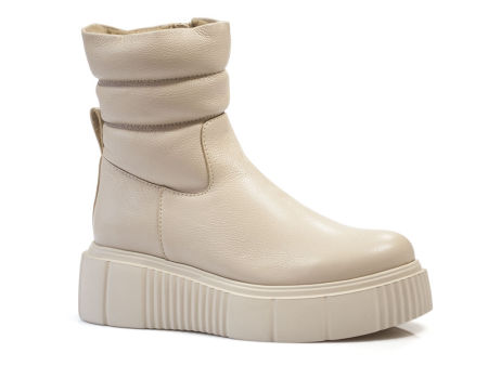Beżowe botki na platformie Lemar 60416
