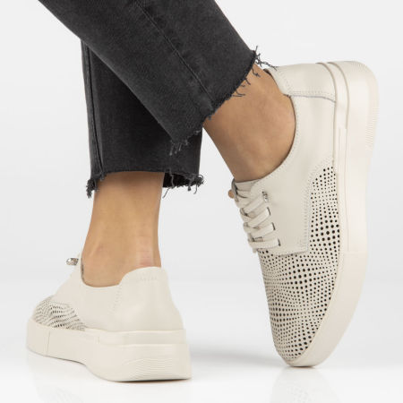 Beżowe ażurowe półbuty Filippo DP4405