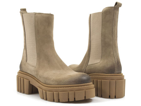 Botki sztyblety na platformie Nessi 21118 beż