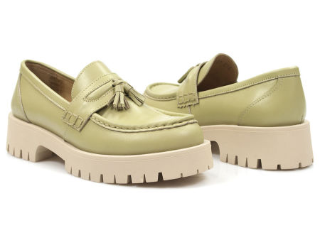 Zielone półbuty na platformie Nessi 21079