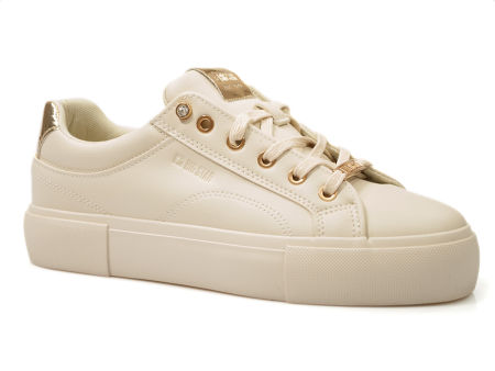 Beżowe trampki na platformie z eko-skóry Big Star NN274210