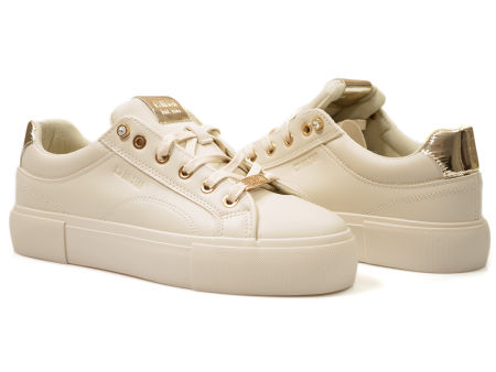 Beżowe trampki na platformie z eko-skóry Big Star NN274210