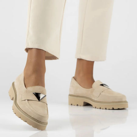 Beżowe skórzane półbuty na platformie Filippo DP6166