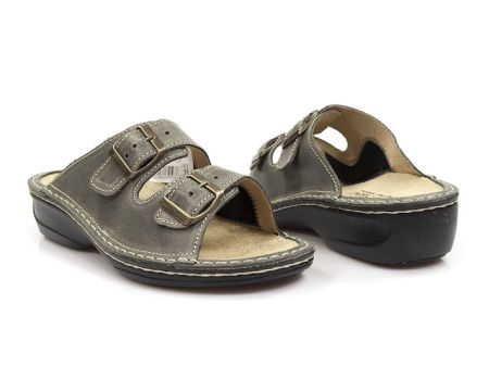 Szare obuwie zdrowotne klapki OrtoMed 3718