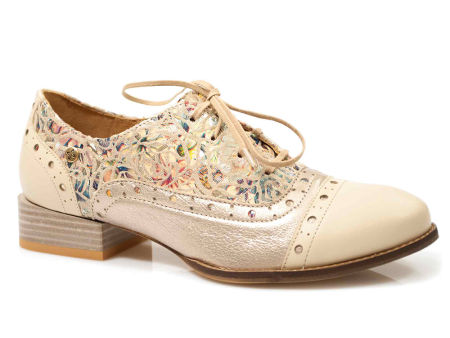 Złoto - beżowe półbuty Maciejka 06408-04 oxfordy