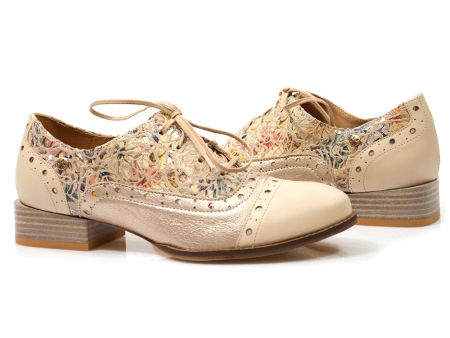 Złoto - beżowe półbuty Maciejka 06408-04 oxfordy