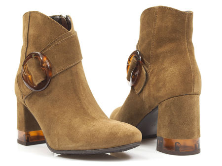 Brązowe botki z bursztynową klamrą Gamis 4020 rudy