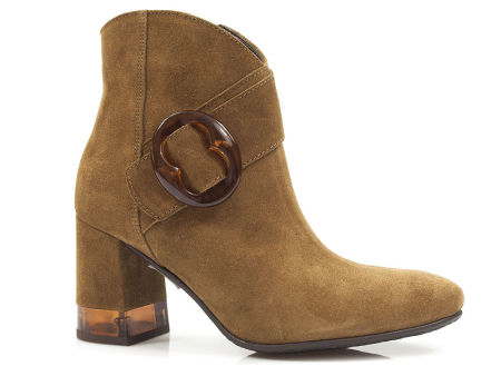 Brązowe botki z bursztynową klamrą Gamis 4020 rudy