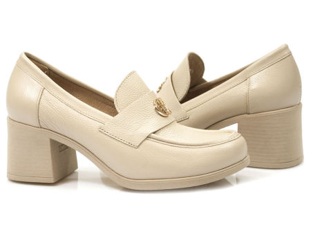 Półbuty na obcasie Lemar 20171 beż