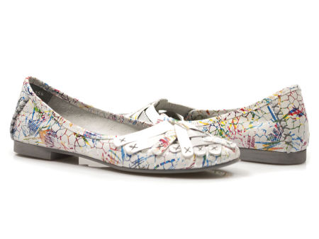 Białe baleriny czółenka z printem Maciejka 01358-35