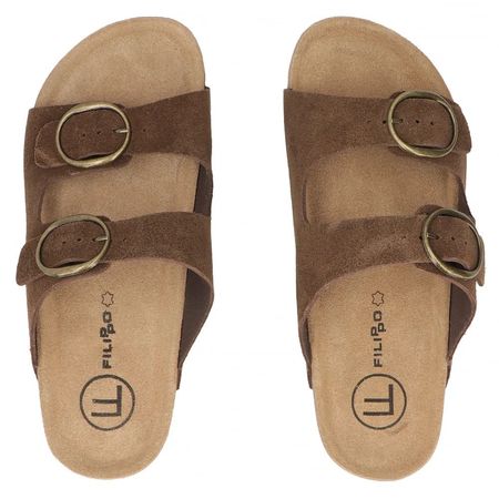 Brązowe skórzane klapki damskie Filippo DK7061/26