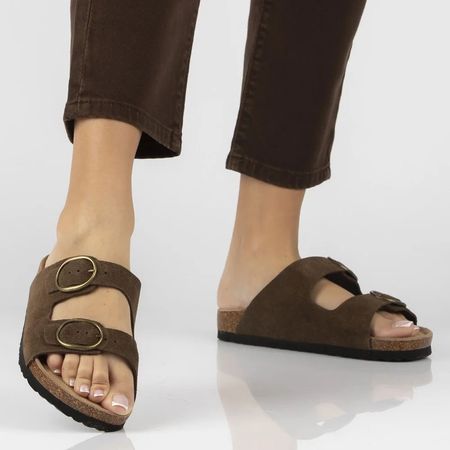 Brązowe skórzane klapki damskie Filippo DK7061/26