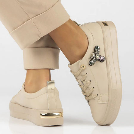 Skórzane półbuty sneakersy z motylem Filippo DP6042