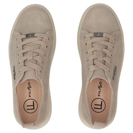 Skórzane półbuty sneakersy na platformie Filippo DP6122/26 beżowe