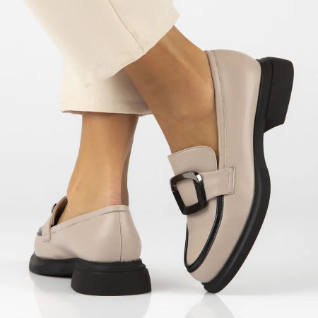 Skórzane półbuty beżowe mokasyny Filippo DP6175