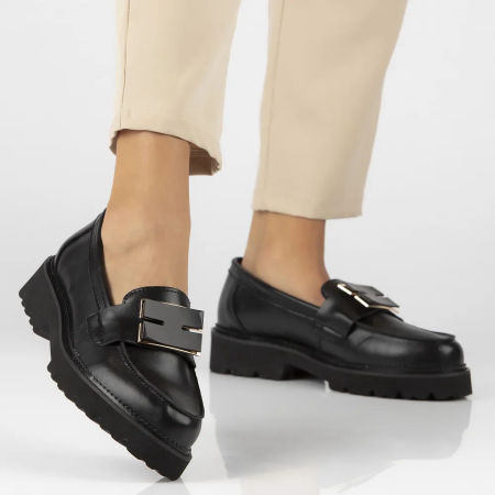 Skórzane półbuty czarne mokasyny Filippo DP6450