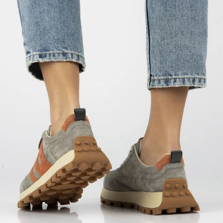 Skórzane półbuty sneakersy Filippo DP6743/25 khaki - Filippo zdjęcie 3