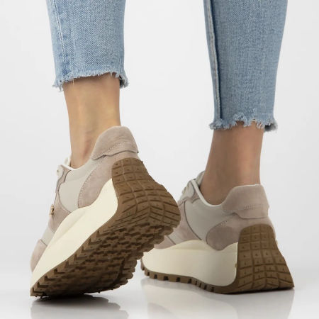 Skórzane sportowe półbuty creepersy Filippo DP6785/25 beż - Filippo zdjęcie 4
