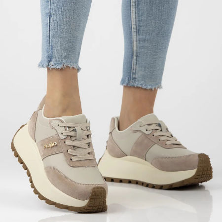 Skórzane sportowe półbuty creepersy Filippo DP6785/25 beż - Filippo zdjęcie 1