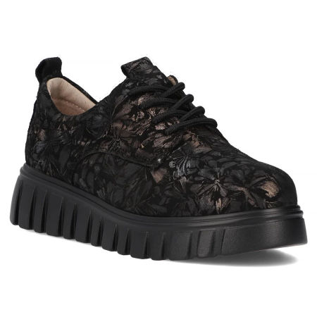 Skórzane czarne półbuty sneakersy na platformie Filippo DP6846/25 print - Filippo zdjęcie 4