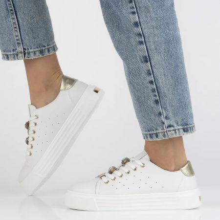 Półbuty z brylantową biżuterią Filippo DP6854/25 białe