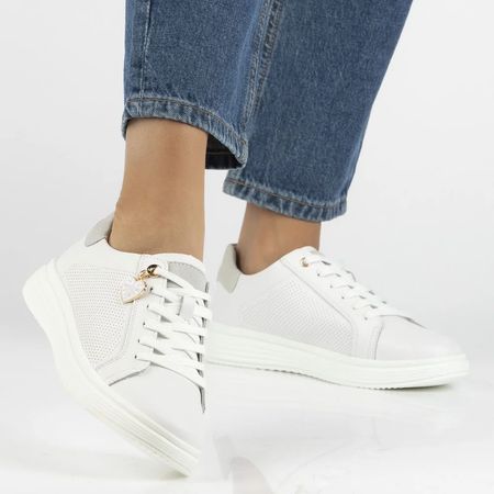 Skórzane półbuty sneakersy Filippo DP6860/26 białe