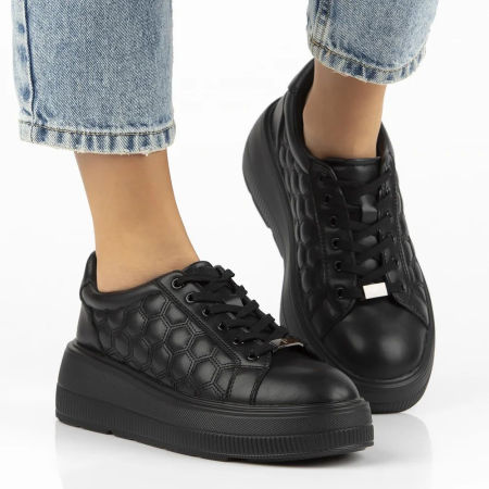 Skórzane czarne półbuty sneakersy na platformie Filippo DP7285/25  - Filippo zdjęcie 1
