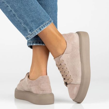 Półbuty na platformie sneakersy Filippo DP7502/26 taupe