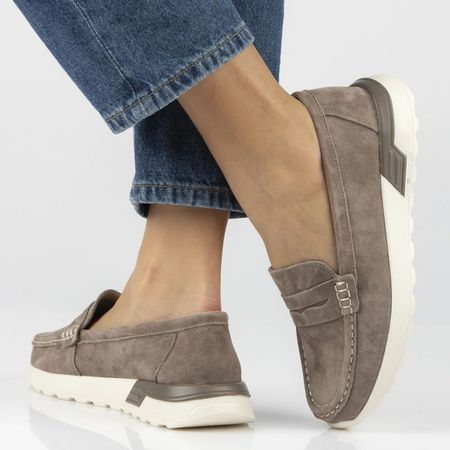 Zamszowe półbuty mokasyny na platformie Filippo DP7528/26 taupe