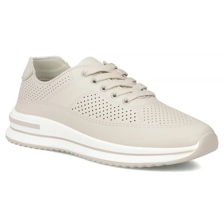 Ażurowe skórzane półbuty Filippo DP7608/26 beż