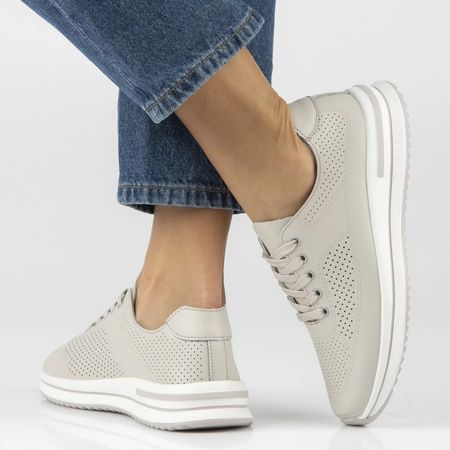 Ażurowe skórzane półbuty Filippo DP7608/26 beż