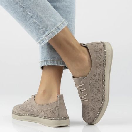 Skórzane półbuty zamszowe Filippo DP7674/26 beżowe