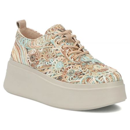 Stylowe półbuty sneakersy na platformie Filippo DP7799/26 beż