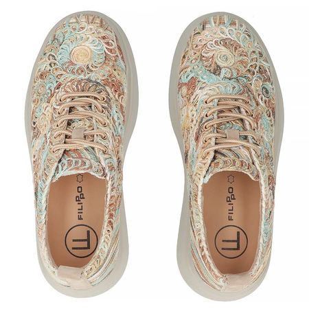 Stylowe półbuty sneakersy na platformie Filippo DP7799/26 beż