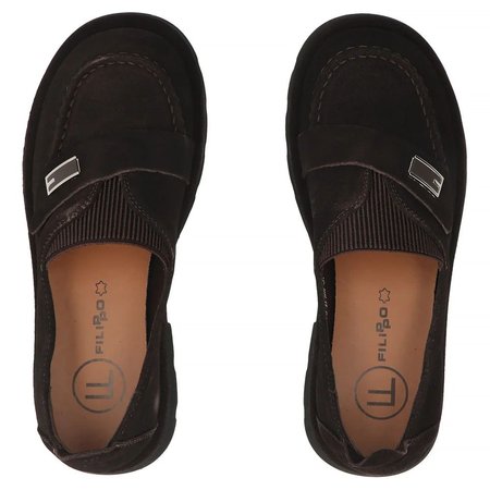 Mokasyny skórzane półbuty Filippo DP7947/26 ciemny brąz
