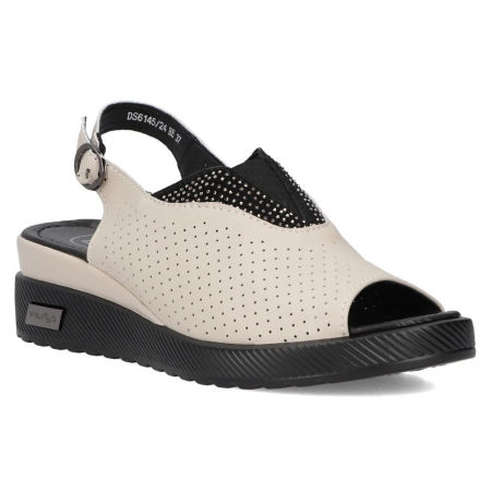 Skórzane sandały na koturnie Filippo DS6145 Beż