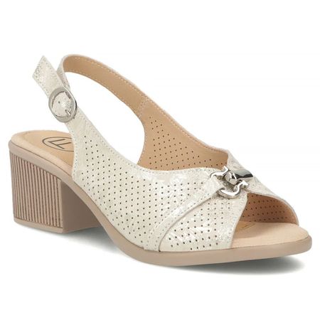 Złote eleganckie sandały damskie na obcasie Filippo DS7645/26